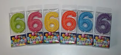 Birthday Candles Number 6 Multi Colors Green Pink Yellow Orange Blue Purple • $4.99