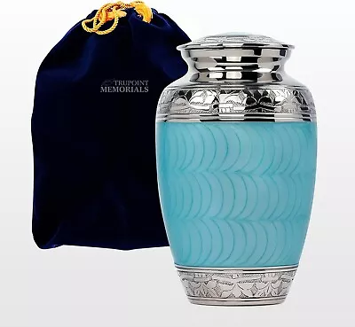 Hugs And Kisses Elegant Light Blue Urns For Ashes Adult Female Funeral Urns • $50