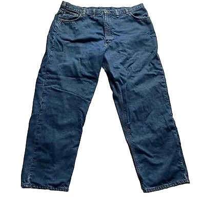 Carhartt Flannel Lined Insulated Jeans Men’s 46x32 Relaxed Fit Blue B172 DST • $20