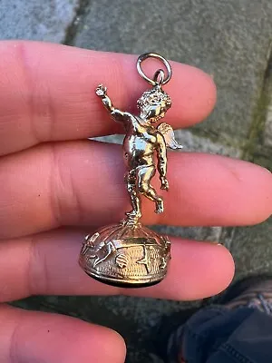 Cherub Charm Fob Pendant   9ct Gold Greek God Love Lust Desire Eros Cupid 10.6g • £295