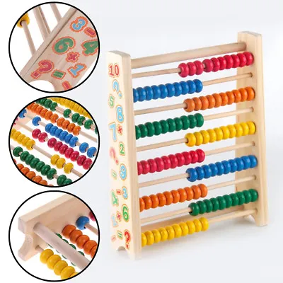 Childrens 20cm Wooden Bead Abacus Counting Frame Educational Maths Toy UK • £7.69