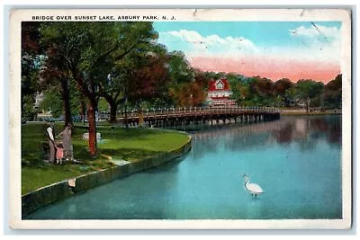 1931 Bridge Over Sunset Lake View Asbury Park New Jersey NJ Posted Swan Postcard • $14.98