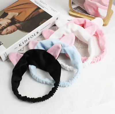 Cute Fluffy Cat Ear Make Up Yoga Elasticated Hair Band Headband Stocking Filler • £2.80