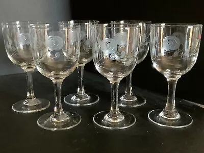 Vintage 2 1/2oz. Cordial Liquor Stemware Set Of 6 Floral Rose Liqueur Glasses • $19.99