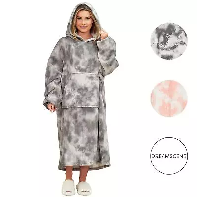£14.99 • Buy Dreamscene Extra Long Tie-Dye Print Fleece Oversized Wearable Hoodie Blanket