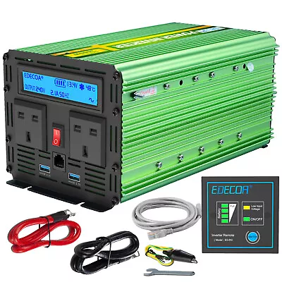 £152.99 • Buy EDECOA Power Inverter 12V To 240V 2000W 4000W Converter Remote LCD Display