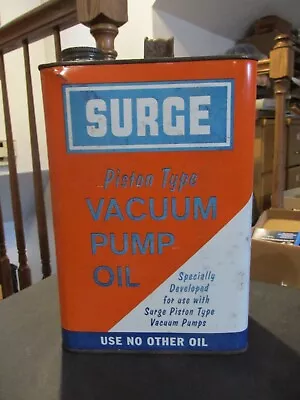 $59.99 • Buy Vintage Surge Vacuum Pump 1 Gallon Metal Oil Can Babson 3/4 FULL