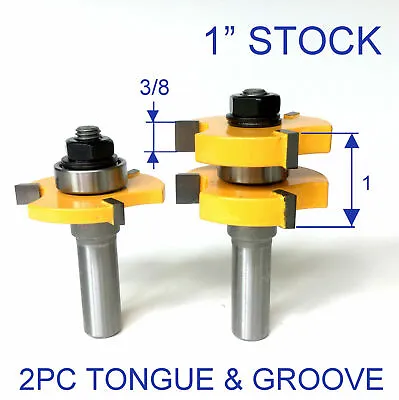 $29.55 • Buy 2pc 1/2 SH 1  Stock Tongue & Groove Assembly Router Bit Set S