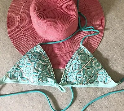 VICTORIAS SECRET - Blue Sequin Bikini Top Fit 10-12 • $25