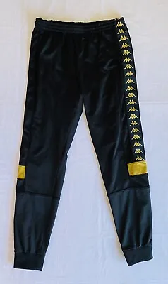 KAPPA Gold Logo Soccer Sportswear Black Track Training Pants Bottoms Size Large  • £24.97