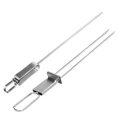 Reusable Stainless Steel BBQ Fork Semi-automatic Barbecue Skewer For Grilling • $8.91