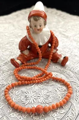 Antique Victorian Graduated Genuine Natural Salmon Coral Bead Necklace 21  • $165