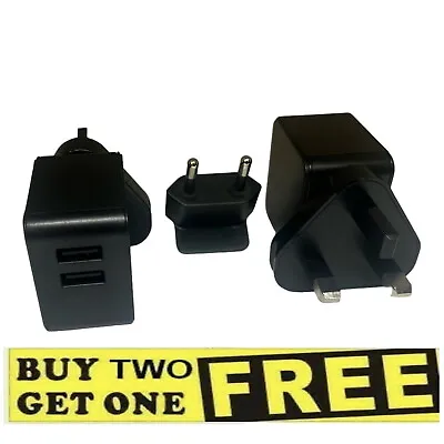 Fast Dual 2 Port Usb Charger With 3 Pin Uk Mains Wall Plug Adapter Fast Chargin • £4.49