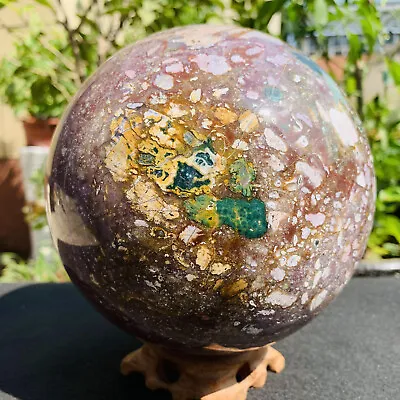 Natural Ocean Jasper Sphere Quartz Crystal Polished Ball Healing Decor 9.63LB • $0.99