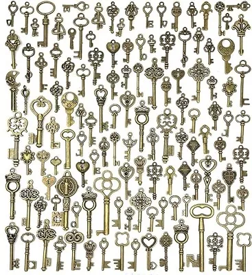 Lot Of 125 Vintage Style Antique Skeleton Furniture Cabinet Old Lock Keys Jewelr • $14.99