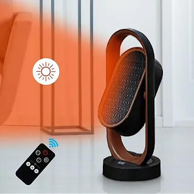 Ceramic Tower Fan Heater Compact Oscillating Hot Warming Heating Brown Black • £39.99
