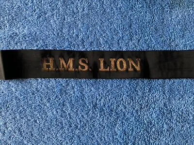 Cap Tally - HMS LION - Royal Navy Tiger Cruiser - Naval Hat Band Ribbon • £11.97