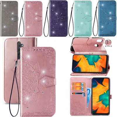 $15.88 • Buy For OPPO A5 A9 AX5 AX7 Glitter Bling Diamond Flip Leather Wallet Card Case Cover