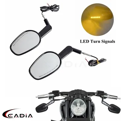 $74.99 • Buy Motorcycle Side Mirrors W/Amber LED Light For Harley V-Rod Muscle VRSCF 2009-17