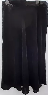 M&S Ladies Black Velvet Skirt. Size 18 Long. Flared. Lined.   New With Tag • £7.99