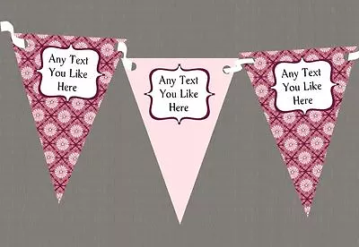 Vintage Retro Floral Pink Personalised Shabby Chic Garden Tea Party Bunting • £6.79