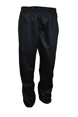 Black Chef Trousers Plain PolyCotton With Swing Pockets Great Quality Cheapest • £10.49