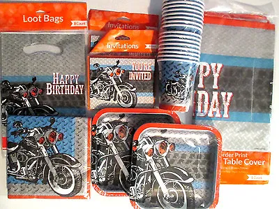 CYCLE SHOP - Birthday Party Supplies Set Pack DELUXE KIT W/ Invites & Bags !! • $27.29