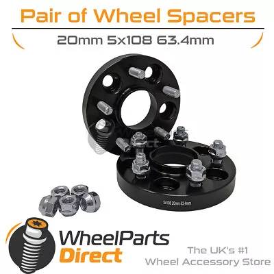 Bolt-On Wheel Spacers (2) 5x108 63.4 20mm For Jaguar F-Type S 13-20 • $62.22