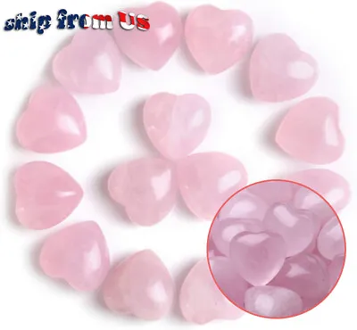 Pink Rose Quartz Crystal Heart Shaped Healing Love Natural Gemstone Xmas Gift • $5.99