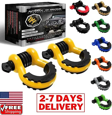 2pcs 3/4  D Ring Shackle 7/8  Screw Pin Recovery Kit For Truck Jeep SUV Tow Hook • $39.99
