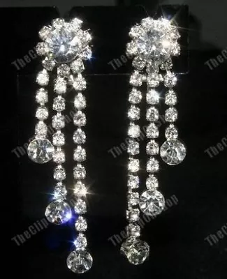 COMFY CLIP ON Rhinestone CRYSTAL CHANDELIER EARRINGS • £3.99