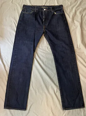 Levi’s 501 Men’s Dark Blue Straight Jeans Button Fly Denim Sz 36x34 Inseam  • $28