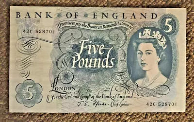 1963-66 Great Britain Bank Of England Five 5 Pounds Banknote Crisp Uncirculated • $19.99