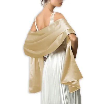 SILKY SATIN BRIDAL WEDDING WRAPS Shawl Wrap Stole Scarf PASHMINA BRIDESMAIDS UK • £8.50