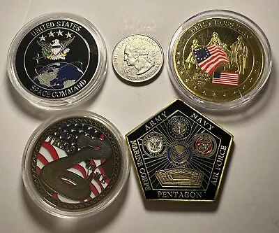 4 MISCELLANEOUS U.S. MILITARY And SPACE And BETSY ROSS - Challenge Medallions • $9.99