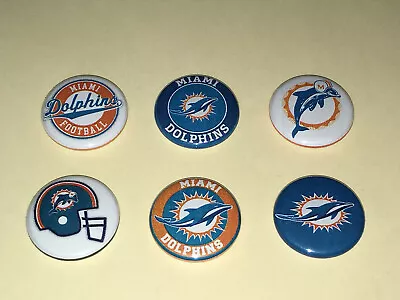 1  Lot Of 6 Miami Dolphins Football Badge Buttons Pins Pinback [p487] • $3.25