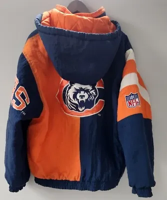 Vtg 90's NFL Chicago Bears Starter Full Zip Jacket Puffer Hood! Size L  • $187.50