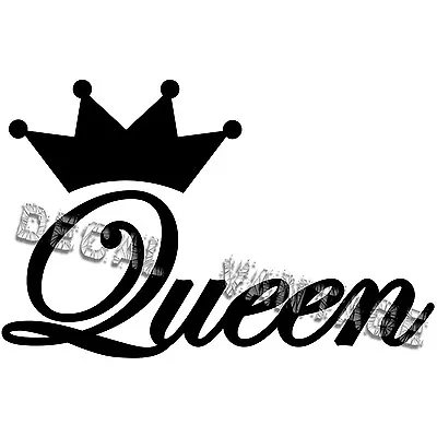 Queen Script Text Crown Vinyl Sticker Decal - Choose Size & Color • $2.08