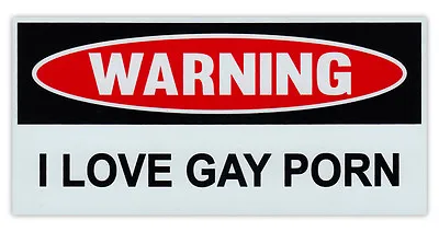 Funny Warning Magnet - I Love Gay Porn - 6  X 3  Magnetic Bumper Sticker • $7.49
