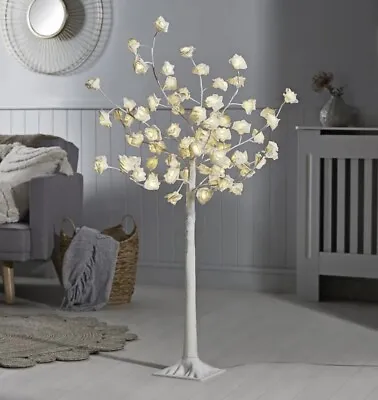 £59 • Buy 120CM Tall Led Rose Tree Light Floor Lamp White Flower Petals Decoration Wedding