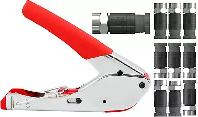 Compression F Connectors &  Compression Tool Wf65 Ct63 Shotgun Twin Sky Q Cable • £13.99