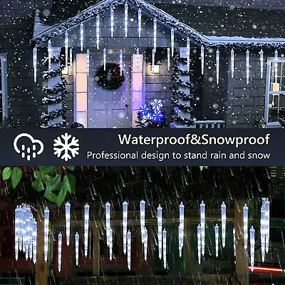 LED Curtain Icicle String Lights Ice Cone Christmas Decor Lights Patio Yard Lamp • £9.69