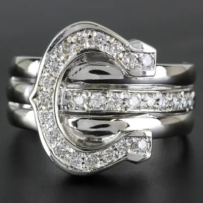 14K White Gold Tripal Split Shank Horseshoe Men's Ring 2.4 Ct Simulated Diamond • $173.98