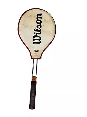 Vintage Wilson T2000 Tennis Racket Racquet W/ Cover - 4 5/8 Made In U.S.A • $15.90