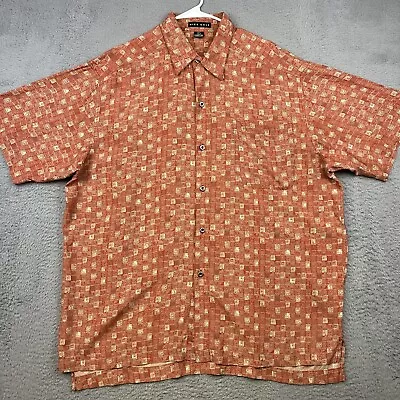 Nike Golf Shirt Mens Large Orange Button Up Rayon Hawaiian Aztec Casual Golfer  • $24.95