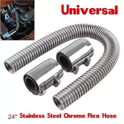 Car 24 Stainless Steel Chrome Radiator Flex Coolant Hose Kit With Caps/Radiator • $35.99