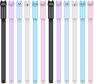 24 Pcs 0.38 Mm Cute Cat Pen Gel Pens Black Ball Point Pens For School Office Sup • $13.49