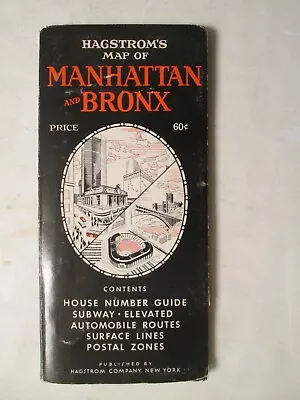 Hagstrom's Map Of Manhattan And Bronx Circa 1960 • $19.99