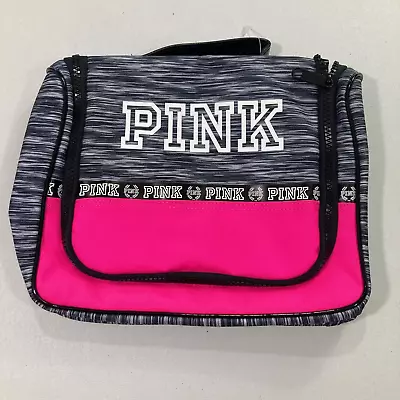 Victorias Secret PINK Make Up Case Gray Heathered Pink Hanging Mesh Inside • $13.99