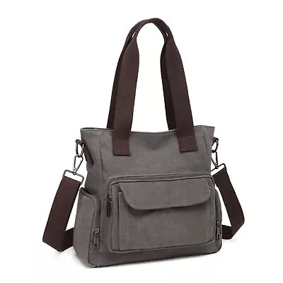 Large Canvas Shoulder Bag Women Work Daily Shopper Tote Handbag Travel Satchel • £11.96